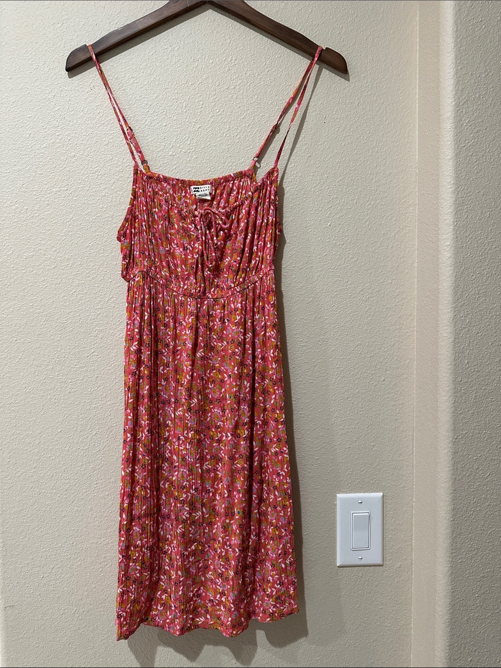 Billabong Pink Floral Tie-Front Mini Dress